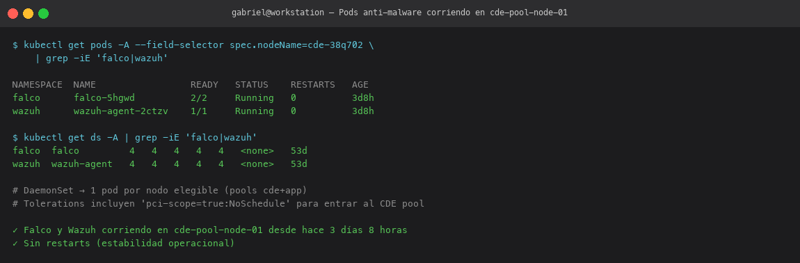 Pods anti-malware corriendo