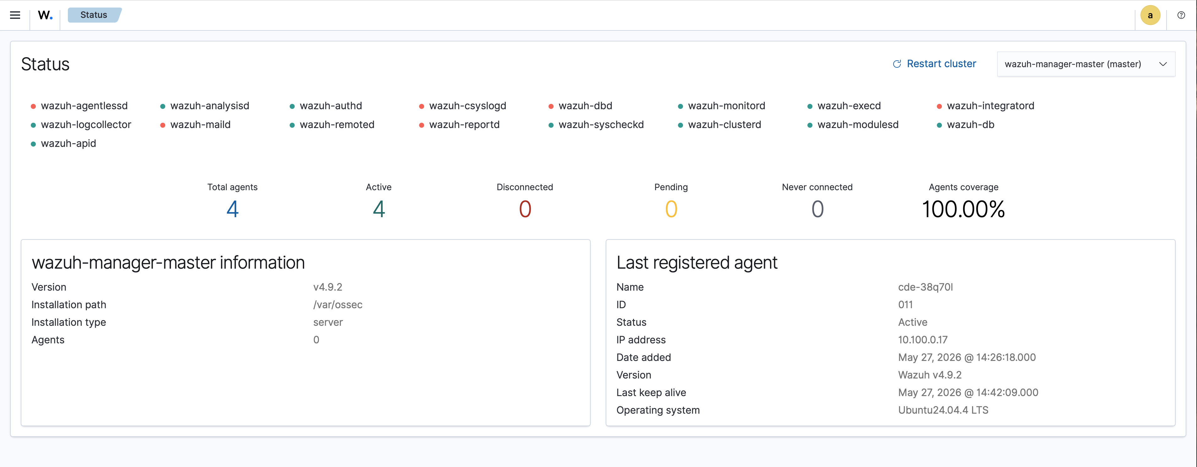 Server management status