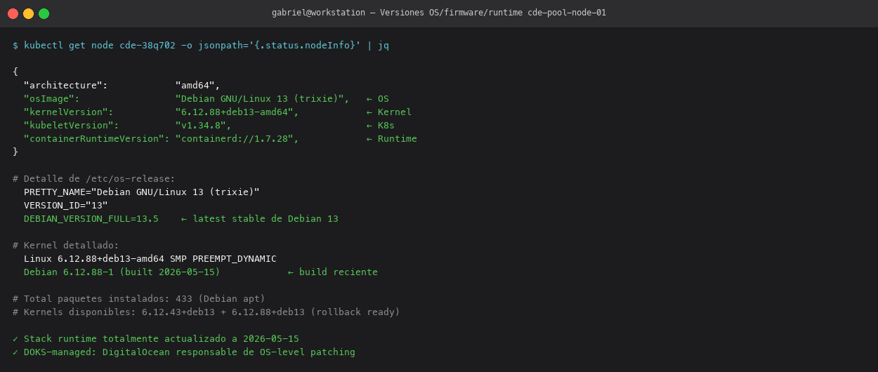 CDE OS and runtime versions