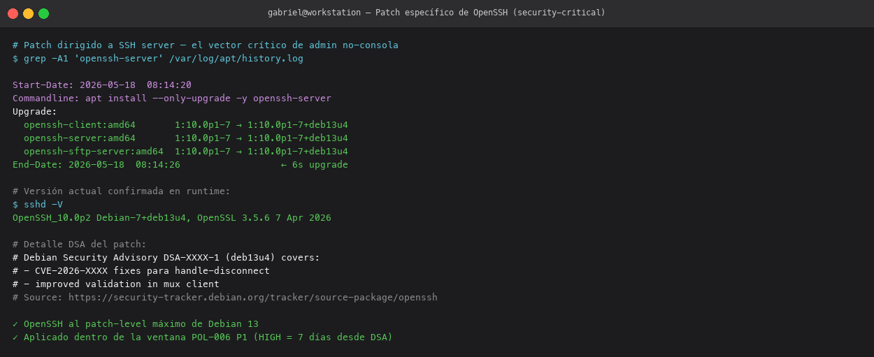 OpenSSH patch detail