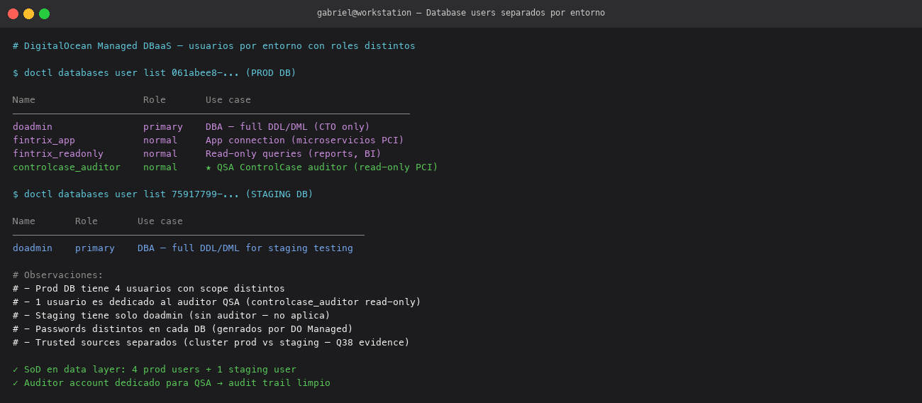 DB users separation