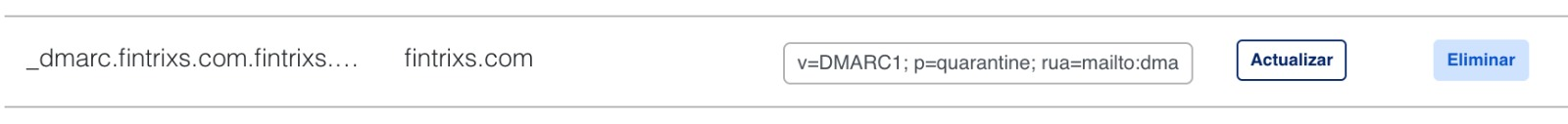 DMARC DNS Record configurado en registrar mi.com.co