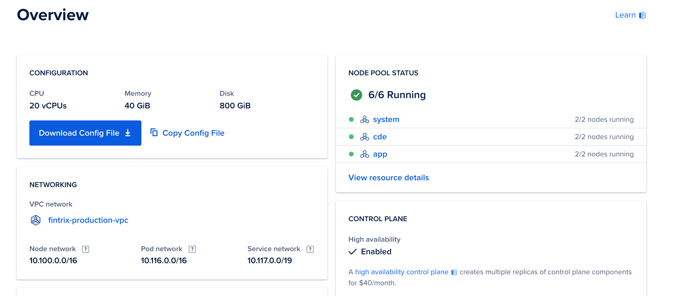 DO K8s production cluster overview